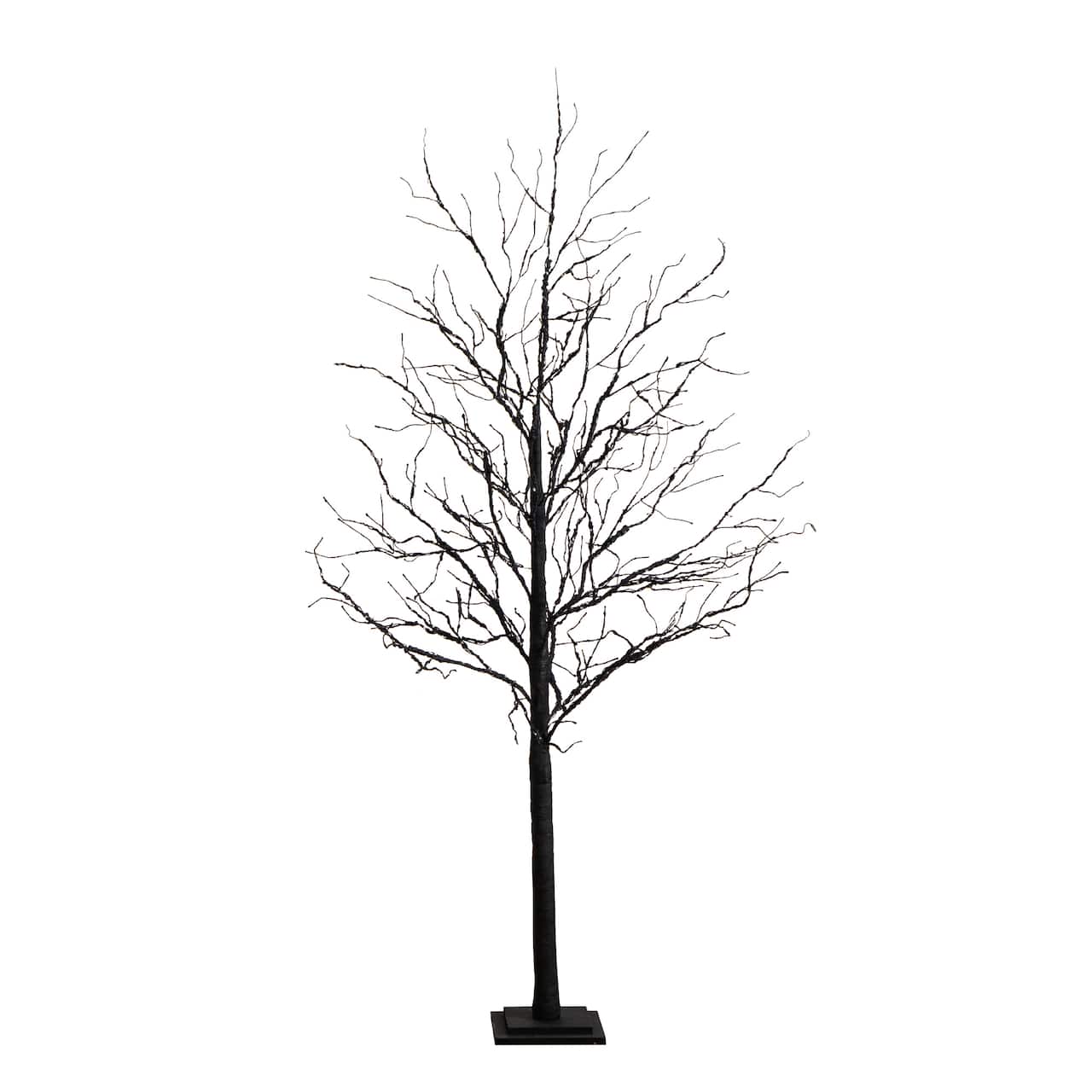 6ft. Orange & Purple LED Pre-Lit Halloween Deluxe Black Twig Artificial Fall Tree